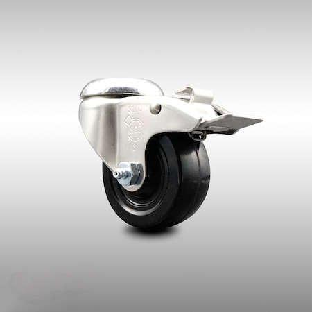 Service Caster 3.5 Inch 316SS Soft Rubber Swivel Bolt Hole Caster with Total Lock Brake SCC SCC-SS316BHTTL20S3514-SRS